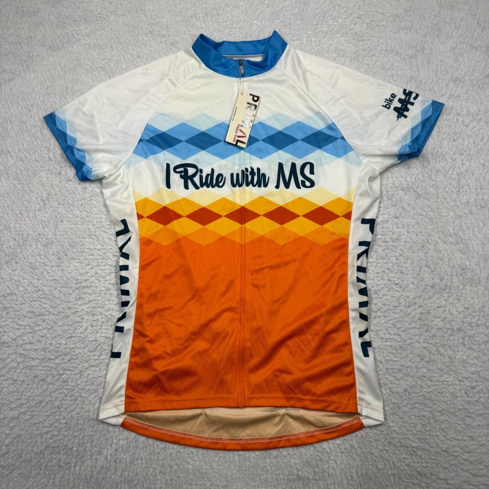 NWT Primal "I Ride with MS" Full Zip Cycling Jersey Shirt Women's Size 2XL